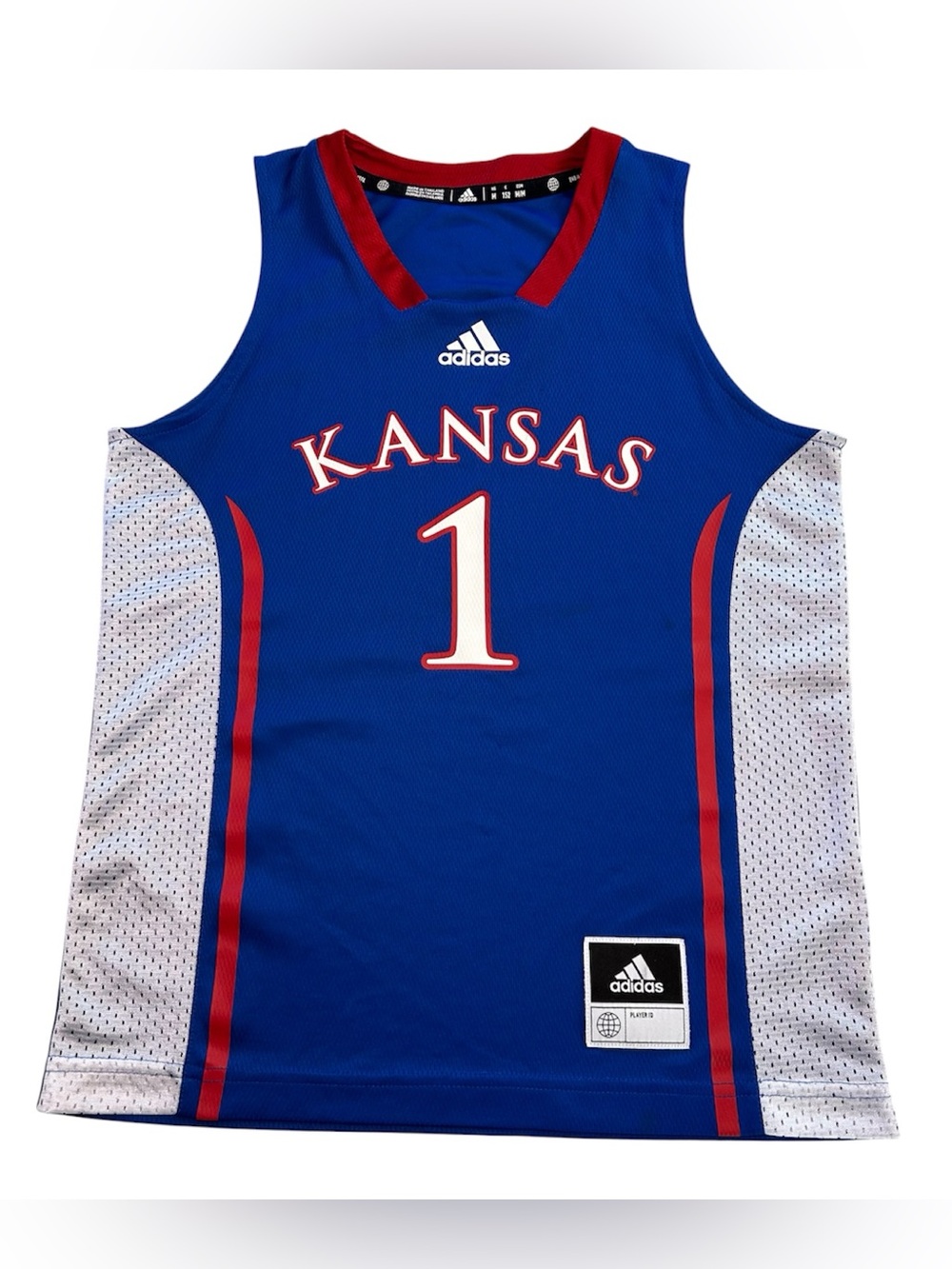 Adidas Kansas Jayhawks Basketball Swingman Jersey #1 Royal Blue size YOUTH M
